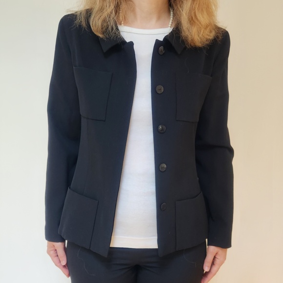 CHANEL Black Vintage Wool Suit with Jacket & Pants lined with Silk  -Size 36/US6 - Picture 16 of 16
